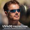 image:imageKastKing Hiwassee Polarized Sport Sunglasses for Men and Women Wrap Sunglasses for Fishing Cycling and RunningUV ProtectionFrame Gloss Tal Light Blue  Lens Ice Blue Mirror
