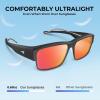image:imageKastKing Molino FitOver Polarized SunglassesUV400 Protection Ultralight Wraparound Fishing Sports Sunglasses TAC LensesI Matte Black Frame  Red Mirror