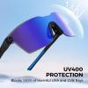 image:imageKastKing Tarkio Polarized Fishing Sunglasses Large Single PC Lenses Rimless Wrap Design UV400 Protection Sports SunglassesB Matte Black Frame  Cobalt Mirror