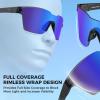 image:imageKastKing Tarkio Polarized Fishing Sunglasses Large Single PC Lenses Rimless Wrap Design UV400 Protection Sports SunglassesB Matte Black Frame  Cobalt Mirror