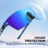 image:imageKastKing Tarkio Polarized Fishing Sunglasses Large Single PC Lenses Rimless Wrap Design UV400 Protection Sports SunglassesC Gloss Navy Blue Demi Frame  Ice Blue Mirrior