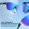 image:imageKastKing Tarkio Polarized Fishing Sunglasses Large Single PC Lenses Rimless Wrap Design UV400 Protection Sports SunglassesC Gloss Navy Blue Demi Frame  Ice Blue Mirrior