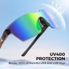 image:imageKastKing Tarkio Polarized Fishing Sunglasses Large Single PC Lenses Rimless Wrap Design UV400 Protection Sports SunglassesD Gloss Tal Brown  Silver Frame  Chartreuse Mirror