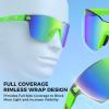 image:imageKastKing Tarkio Polarized Fishing Sunglasses Large Single PC Lenses Rimless Wrap Design UV400 Protection Sports SunglassesI Double Matte Solid Green Frame  Chartreuse
