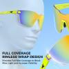 image:imageKastKing Tarkio Polarized Fishing Sunglasses Large Single PC Lenses Rimless Wrap Design UV400 Protection Sports SunglassesJ Double Matte Solid Yellow Frame  Amber Mirror