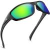 image:imageKastKing Hiwassee Polarized Sport Sunglasses for Men and Women Wrap Sunglasses for Fishing Cycling and RunningUV ProtectionFrame Black  Lens Chartreuse Mirror