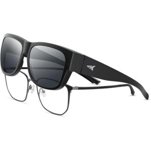 image:imageKastKing Chariton FitOver Polarized Wrap Around Over Sunglasses for Men and Women Ideal for Driving Fishing Cycling RunningA Matte Black Frame  Smoke Mirror