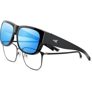 image:imageKastKing Chariton FitOver Polarized Wrap Around Over Sunglasses for Men and Women Ideal for Driving Fishing Cycling RunningB Black Frame  Smokeice Mirror