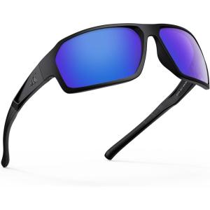 image:imageKastKing Chippewa Polarized Fishing Sunglasses UV400 Protection Full Wrap Frame Sports Cycling Sunglasses 10mm TAC LensesC Matte Black  Smok Frame  Cobalt Mirror