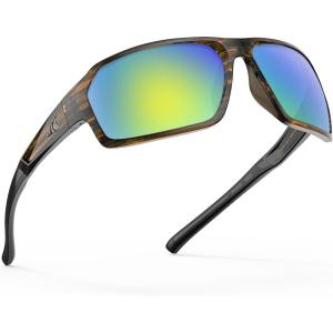image:imageKastKing Chippewa Polarized Fishing Sunglasses UV400 Protection Full Wrap Frame Sports Cycling Sunglasses 10mm TAC LensesG Gloss Tal Brown  Silver Frame  Chartruesse Mirror