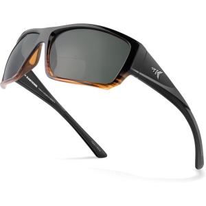 image:imageKastKing Estero Polarized SunglassesBiFocal x15x20x25 MagnificationsWrap Frame Sport Reader Sunglasses for MenampWomenBlackDemi Frame smoke Lens
