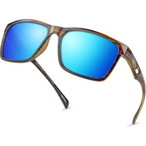 image:imageKastKing FlatRock Polarized Sport Sunglasses for Men and Women Ideal for Driving Fishing Cycling Running UV ProtectionFrame Tal Brown Lens Smoke  Blue Ocean Mirror