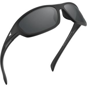 image:imageKastKing Hiwassee Polarized Sport Sunglasses for Men and Women Wrap Sunglasses for Fishing Cycling and RunningUV ProtectionFrame Matte Black  Lens Smoke Mirror