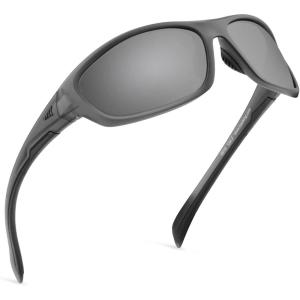 image:imageKastKing Hiwassee Polarized Sport Sunglasses for Men and Women Wrap Sunglasses for Fishing Cycling and RunningUV ProtectionFrame Matte Smoke Crystal  Lens Smoke