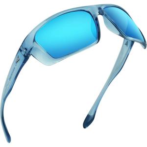 image:imageKastKing Huzzah Polarized Sport Sunglasses for Men and Women Ideal for Driving Fishing Cycling and RunningUV ProtectionFrame Gloss Tal Light Blue Lens Smoke  Ice Blue Mirror