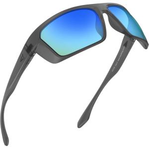 image:imageKastKing Huzzah Polarized Sport Sunglasses for Men and Women Ideal for Driving Fishing Cycling and RunningUV ProtectionFrame Matte Smoke Crystal Lens Blue Ocean Mirror
