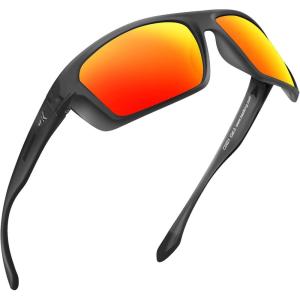 image:imageKastKing Huzzah Polarized Sport Sunglasses for Men and Women Ideal for Driving Fishing Cycling and RunningUV ProtectionFrame Matte Smoke Crystal Lens Brown  Scarlet Mirror