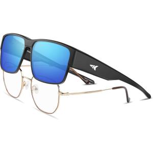 image:imageKastKing Molino FitOver Polarized SunglassesUV400 Protection Ultralight Wraparound Fishing Sports Sunglasses TAC LensesB Matte Black Frame  Blue Ocean