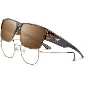 image:imageKastKing Molino FitOver Polarized SunglassesUV400 Protection Ultralight Wraparound Fishing Sports Sunglasses TAC LensesD Gloss Demi Frame  Brown