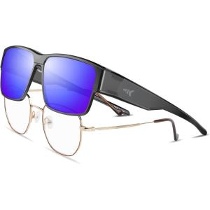 image:imageKastKing Molino FitOver Polarized SunglassesUV400 Protection Ultralight Wraparound Fishing Sports Sunglasses TAC LensesE Gloss Dark Gray Frame  Cobalt Mirror