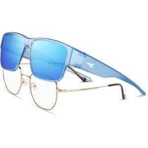 image:imageKastKing Molino FitOver Polarized SunglassesUV400 Protection Ultralight Wraparound Fishing Sports Sunglasses TAC LensesF Gloss Tal Light Blue Frame  Ice Blue Mirror