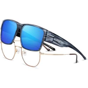 image:imageKastKing Molino FitOver Polarized SunglassesUV400 Protection Ultralight Wraparound Fishing Sports Sunglasses TAC LensesG Gloss Tal Light Gray Frame  Blue White Mirror