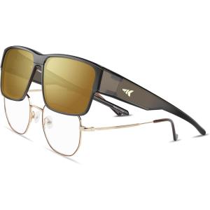 image:imageKastKing Molino FitOver Polarized SunglassesUV400 Protection Ultralight Wraparound Fishing Sports Sunglasses TAC LensesH Gloss Tal Dark Olive  Gold Mirror