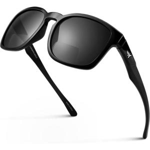 image:imageKastKing Pecos Bifocal Polarized Sunglasses BiFocal x15 x20 x25 Magnifications Sport Reader Sunglasses UV ProtectionGloss Black Frame  Smoke Lens