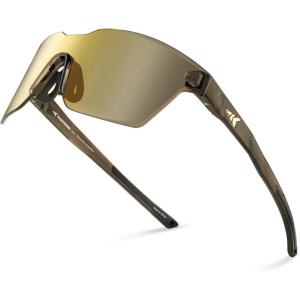 image:imageKastKing Tarkio Polarized Fishing Sunglasses Large Single PC Lenses Rimless Wrap Design UV400 Protection Sports SunglassesE Gloss Tal Dark Olive Frame  Gold Mirror