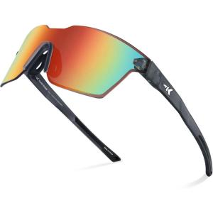 image:imageKastKing Tarkio Polarized Fishing Sunglasses Large Single PC Lenses Rimless Wrap Design UV400 Protection Sports SunglassesF Matte Smoke Crystal Frame  Burgundy Mirror