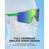 image:imageKastKing Etowah Polarized Sports Fishing Sunglasses With PuriVex Protective Lens Coating Rimless Wrap Design Men WomenG Double Matte Solid Green Frame  Green Chartreuse Mirror