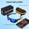 image:imageKastKing Gauley Polarized Sunglasses With PuriVex Protective Lens CoatingUV 400 and Wrap Design Sport Fishing SunglassesD Black Frame  Cobalt Mirror