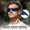 image:imageKastKing Gauley Polarized Sunglasses With PuriVex Protective Lens CoatingUV 400 and Wrap Design Sport Fishing SunglassesD Black Frame  Cobalt Mirror