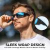 image:imageKastKing Gauley Polarized Sunglasses With PuriVex Protective Lens CoatingUV 400 and Wrap Design Sport Fishing SunglassesG Matte Black Frame  Ice Blue Mirror