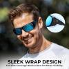 image:imageKastKing Gauley Polarized Sunglasses With PuriVex Protective Lens CoatingUV 400 and Wrap Design Sport Fishing SunglassesH Gloss Tal Light Graysilver Frame  Blue Ocean Mirror
