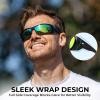 image:imageKastKing Gauley Polarized Sunglasses With PuriVex Protective Lens CoatingUV 400 and Wrap Design Sport Fishing SunglassesK Black Frame  Chartruesse Mirror