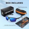 image:imageKastKing Osage Polarized Sport Sunglasses for Men and Women Ideal for Driving Fishing Cycling Running UV ProtectionFrame Matte Black Lens Cobalt Blue Mirror