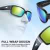 image:imageKastKing Skidaway Polarized Sport Sunglasses for Men and WomenIdeal for Driving Fishing Cycling and RunningUV ProtectionFrame Gloss Black  Lens Brown  Chartreuse Mirror