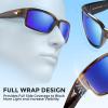image:imageKastKing Skidaway Polarized Sport Sunglasses for Men and WomenIdeal for Driving Fishing Cycling and RunningUV ProtectionFrame Gloss Tal Brown  Lens Smoke  Blue Ocean Mirror