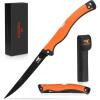 image:imageKastKing Folding FilletFishingCampingHunting Knife Razor Sharp G4116 German StainlessSteel Blade NonSlip Handles 13  inch overall Length only 7  inch folded Includes SheathOrange