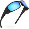 image:imageKastKing Gauley Polarized Sunglasses With PuriVex Protective Lens CoatingUV 400 and Wrap Design Sport Fishing SunglassesG Matte Black Frame  Ice Blue Mirror