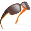 image:imageKastKing Skidaway Polarized Sport Sunglasses for Men and WomenIdeal for Driving Fishing Cycling and RunningUV ProtectionFrame Matte Orange Blackout  Lens Copper  White Steel Mirror