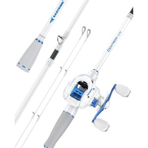 image:imageKastKing Centron Lite Travel Fishing Rod and Reel Combo Packable TwinTips Spinning amp Baitcaster Combos Lightweight IM6 Graphite Portable MultiPiece Kit for Bass Trout Freshwater TravelCast66 M Right Handed 4pcs Extra Tip