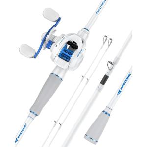 image:imageKastKing Centron Lite Travel Fishing Rod and Reel Combo Packable TwinTips Spinning amp Baitcaster Combos Lightweight IM6 Graphite Portable MultiPiece Kit for Bass Trout Freshwater TravelCast70 Mh Left Handed 4pcs Extra Tip