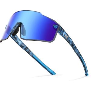 image:imageKastKing Etowah Polarized Sports Fishing Sunglasses With PuriVex Protective Lens Coating Rimless Wrap Design Men WomenC Gloss Navy Blue Demi Frame  Smoke Ice Blue Mirror