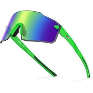 image:imageKastKing Etowah Polarized Sports Fishing Sunglasses With PuriVex Protective Lens Coating Rimless Wrap Design Men WomenG Double Matte Solid Green Frame  Green Chartreuse Mirror