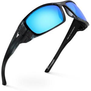 image:imageKastKing Gauley Polarized Sunglasses With PuriVex Protective Lens CoatingUV 400 and Wrap Design Sport Fishing SunglassesH Gloss Tal Light Graysilver Frame  Blue Ocean Mirror