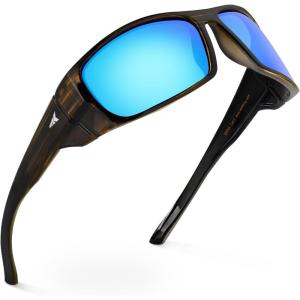 image:imageKastKing Gauley Polarized Sunglasses With PuriVex Protective Lens CoatingUV 400 and Wrap Design Sport Fishing SunglassesJ Dark Brown Texture Frame  Blue Ocean