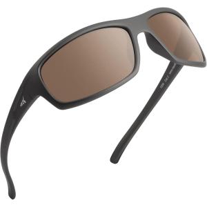 image:imageKastKing Kateel Sport Sunglasses Full Wrap Design PuriVex Protective Coating Lightweight Grilamid Frame UV ProtectionF Frame Dark Gray MetallicLens Brown  Silver Mirror