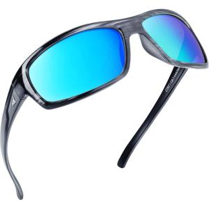image:imageKastKing Kateel Sport Sunglasses Full Wrap Design PuriVex Protective Coating Lightweight Grilamid Frame UV ProtectionH Frame Gloss Tal GrayLens Smoke  Ocean Mirror